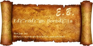 Eördögh Borbála névjegykártya